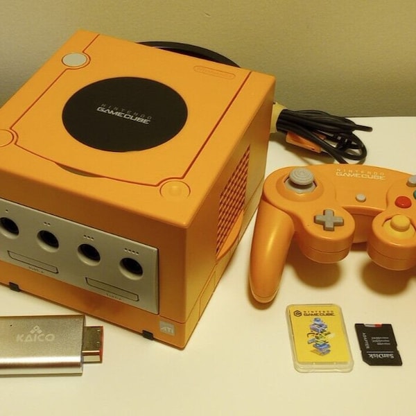 Nintendo GameCube DOL-001  Spice Orange - Modded with GC Loader, ReCapped, 1TB MicroSD Complete Game Collection, LaserBear 3D Print, HDMI