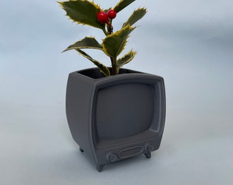 Vaso da fiori retrò per TV stampato in 3D / decorazione per scrivania