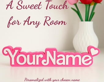 Placa de nombre 3D personalizada para Barbie, decoración de habitación de niña, letrero de puerta estilo muñeca rosa
