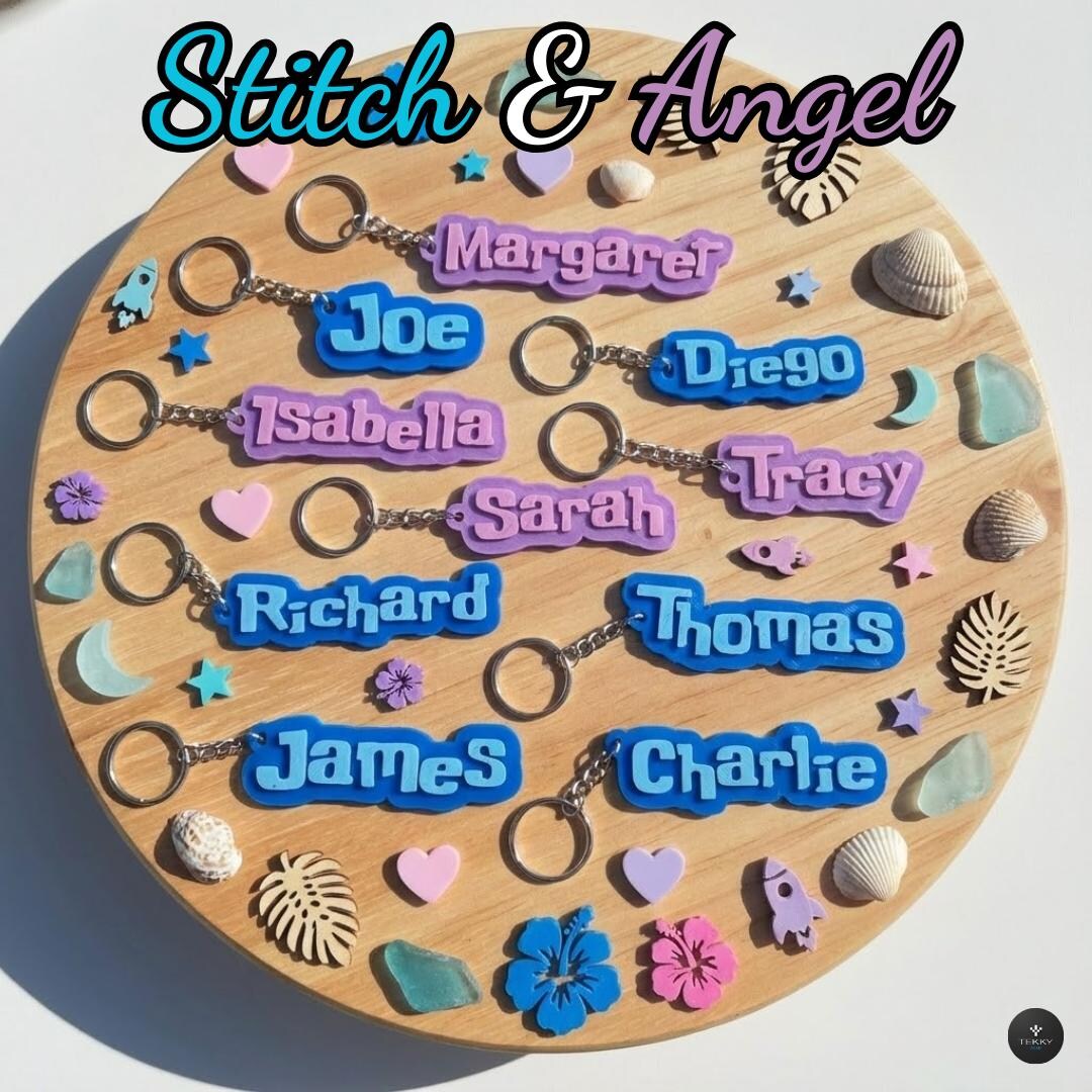 Stitch and Angel Keychain Set – Kawaii Couple Keyrings - Etsy