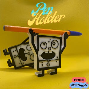 Op tekenfilm geïnspireerde 3D-geprinte pennenhouder grappige doodle | Uniek bureauaccessoire