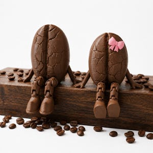 Figura articulada de grano de café para estante / Regalo de Navidad para amantes del café / Decoración de café impresa en 3D / Sr. y Sra. Bean