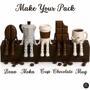 Regalo para amantes del café / Set de figuras divertidas de café / Decoración para estación de café / Regalo para barista / Decoración para rincón de café / Adorno para estante