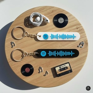 Spotify Inspired Keychain | Custom Personalized Song Keychain | Multiple Color Options | 3D Printed Gift