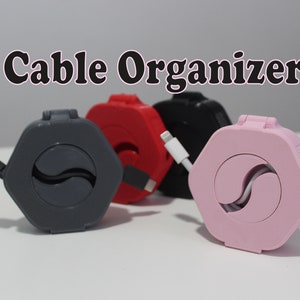 Organizador de Cables - Caja de Cables Portátil con Bobinado - Organización / Impreso en 3D - Cables de Cargador, USB, Auriculares y mucho más..