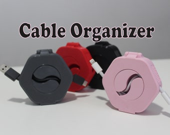 Cable Organizer - Portable Winding Cable Box - Organisation | 3D printed  - Charger Cables, USB, Earphones and much more..