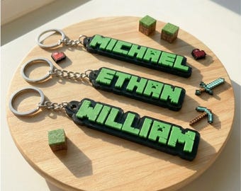 Personalized  Pixel Name Keychain – Block Letter Bag Tag – Kids Backpack Charm