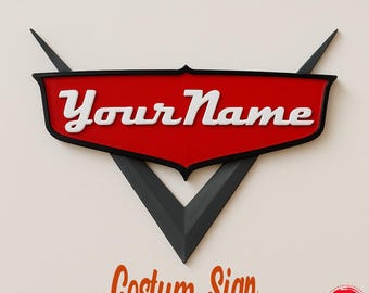 Personalized Racecar Name Sign – 3D Printed Kids Room Decor