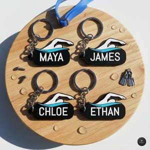 Personalisierter Schwimm Namen Schlüsselanhänger - Schwimmer Geschenkanhänger