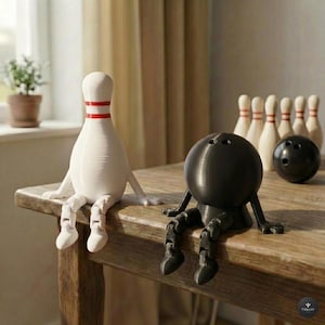 Gelede bowlingfiguren | Kerstcadeau voor bowlingliefhebbers | Bowlingdecoratie | 3D-geprinte bureau- en plankdecoratie