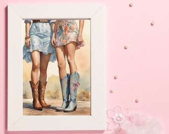 Retro Downloadable Print | Girly Western Wall Art | Dorm Room Art | Trendy Printable Wall Art | Girly Decor | Western Downloadable Print