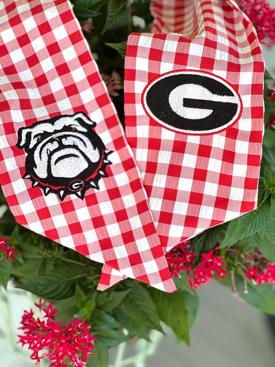 UGA Wreath Sash - Red Gingham, University of Georgia Decor - Etsy