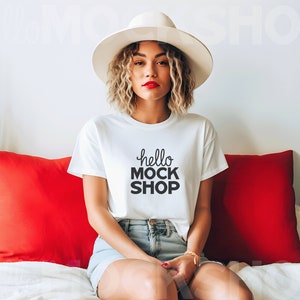 White Bella Canvas 3001 Mockup | Boho T-shirt Mock Up | Bella Canvas Shirt Mockups | Bella Canvas Mock Ups | White Shirt Mockup