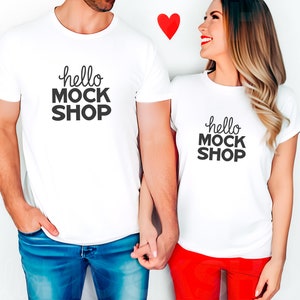 Couples Valentines Mockup | 3001 Couple Mockup | BC3001 White Tshirt | 2 Tshirt Mockup | Valentines Day Couples Mockup | BC 3001 Mock Up