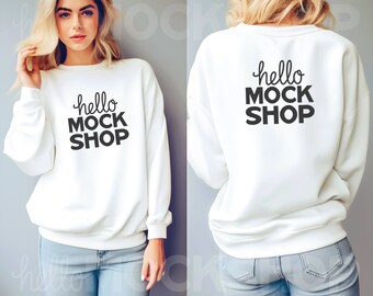 18000 Mockup Front and Back | Sweatshirt Mock Ups | G180 Mockup | Front And Back Mock Ups | G18000 Mockup | Front Back Sweatshirt Mockup