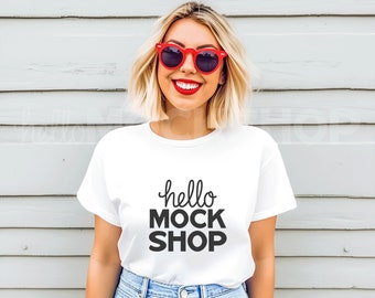 4.Juli Shirt Mockup | BC 3001 Weiß Mockup | Weißes T-Shirt Mockup | Sommer T-Shirt Mockup | Vaterländisches Mockup | Sommer T-Shirt Mock