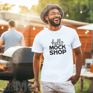 White Bella Canvas 3001 Mockup | T-Shirt Mockup | Model Mockup | White Tshirt Mock | Male Tshirt Mock Up | Outdoor Mock Up | Mens Shirt Mock