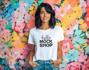 Bella Canvas Mock Ups | White Bella Canvas 3001 Mockup | Bella Canvas Shirt Mockups | White Shirt Mockup | Model Mockup | T-shirt Mockup
