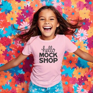 Kids Bella Canvas 3001 | 3001 Bella Pink Mockup | 3001y Pink | Bella Pink Mockup | 3001y Mock Up | Kids Model Mockup | BC 3001y Mockup