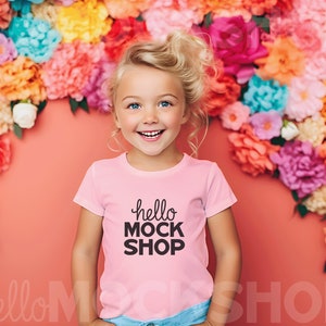 3001y Mockup | Pink Bella Canvas Mockup | Kids Model Mockup | 3001y Pink | 3001 Bella Pink Mockup | 3001y Mock Up | BC 3001y Mockup
