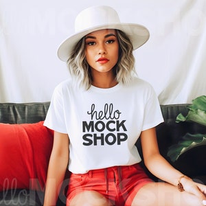 Bella Canvas Mock Ups | White Bella Canvas 3001 Mockup | Bella Canvas Shirt Mockups | White Shirt Mockup | Boho T-shirt Mock Up