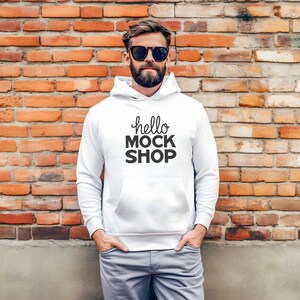 Mens Gildan 18500 Mockup | White Hoodie Mockup | G18500 Mockup | Sweatshirt Mock Ups | 18500 White Mock | Mens Hoodie Mockup | G185 Mock Up