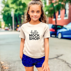 Bella Canvas 3001y Natural | Kids T-shirt Mockup | 3001y Mockup | Kids Model Mockup | 3001y Natural Mockup | Youth Mock Up | 3001y Natural