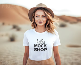 White Bella Canvas 3001 Mockup | White T-Shirt Mockup | 3001 Tshirt Mockup | Model Mockup | 3001 Bella Mockup White | 3001 White Mockup