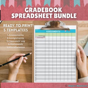 Printable Teacher Gradebook Templates: Classroom Assessment & Assignment Trackers (PDF Download K-12)
