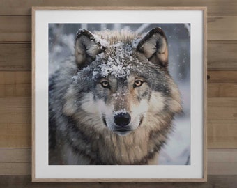 Patrón de punto de cruz digital Winter Wolf Descarga instantánea en PDF Winter Wildlife