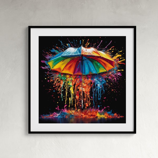 Splashes of Paint Colorful Umbrella Cross Stitch Pattern Instant PDF Download