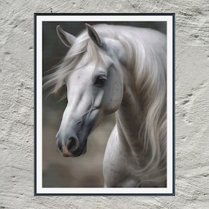 White Horse Cross Stitch Pattern Instant PDF Download Gray Horse Cross ...
