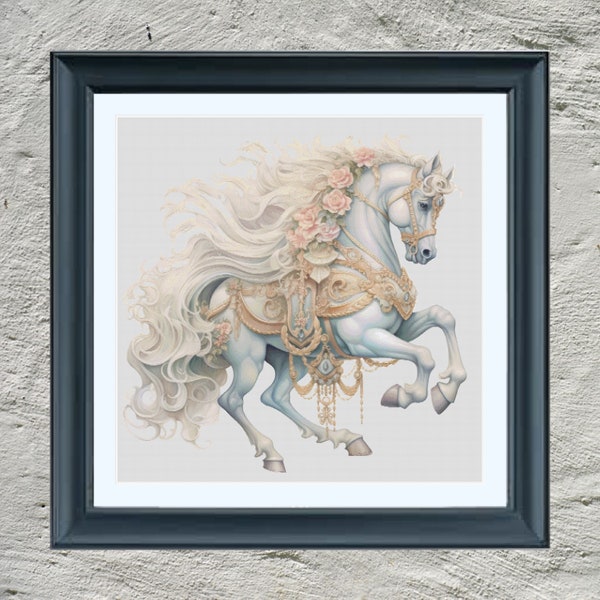 Carousel Horse II No Background Cross Stitch Pattern Instant PDF Download