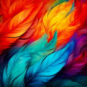 Feathers Cross Stitch Pattern Instant PDF Download Brilliant Colors