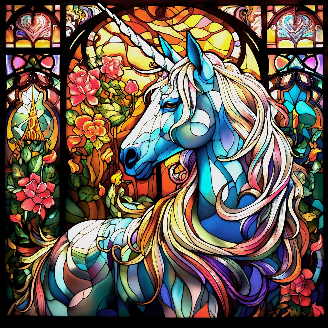 Unicorn Stained Glass II Cross Stitch Pattern Instant PDF Download - Etsy