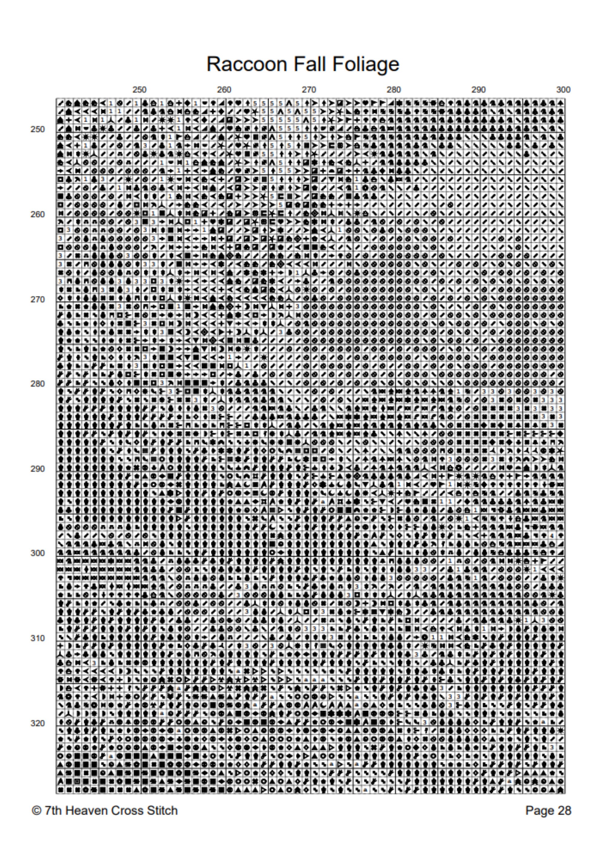 Fall Raccoon Patterns Raccoon in Fall Foliage Digital Cross Stitch Pattern Instant PDF ...