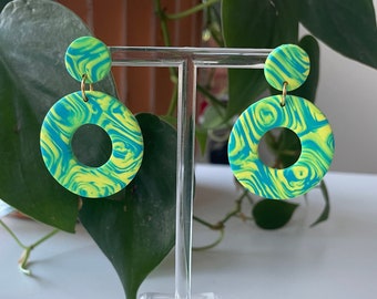 Multicolor Swirl Retro Polymer Clay Earrings