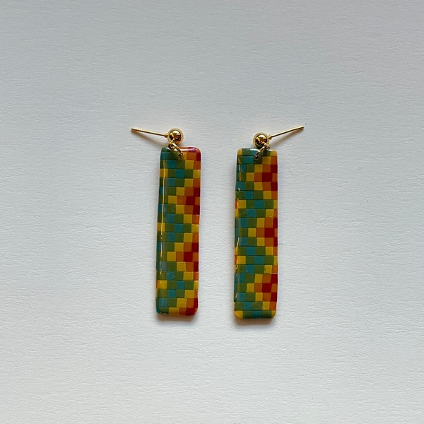 Rainbow Southwest Pattern Zig Zag Polymer Clay Earrings