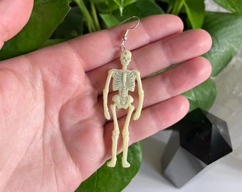 Glow-in-the-Dark Skeleton Polymer Clay Halloween Earrings