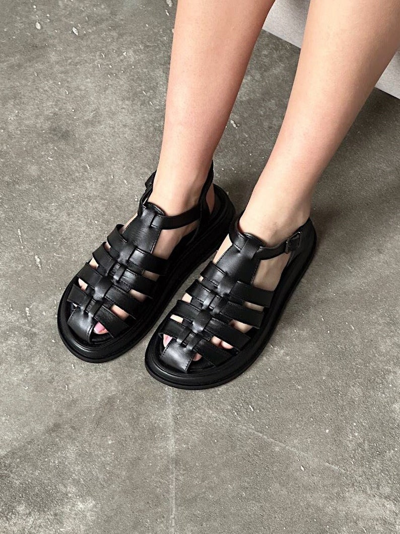 Fisherman Sandals, Leather Sandals Women, Black Sandals, Closed Toe ...