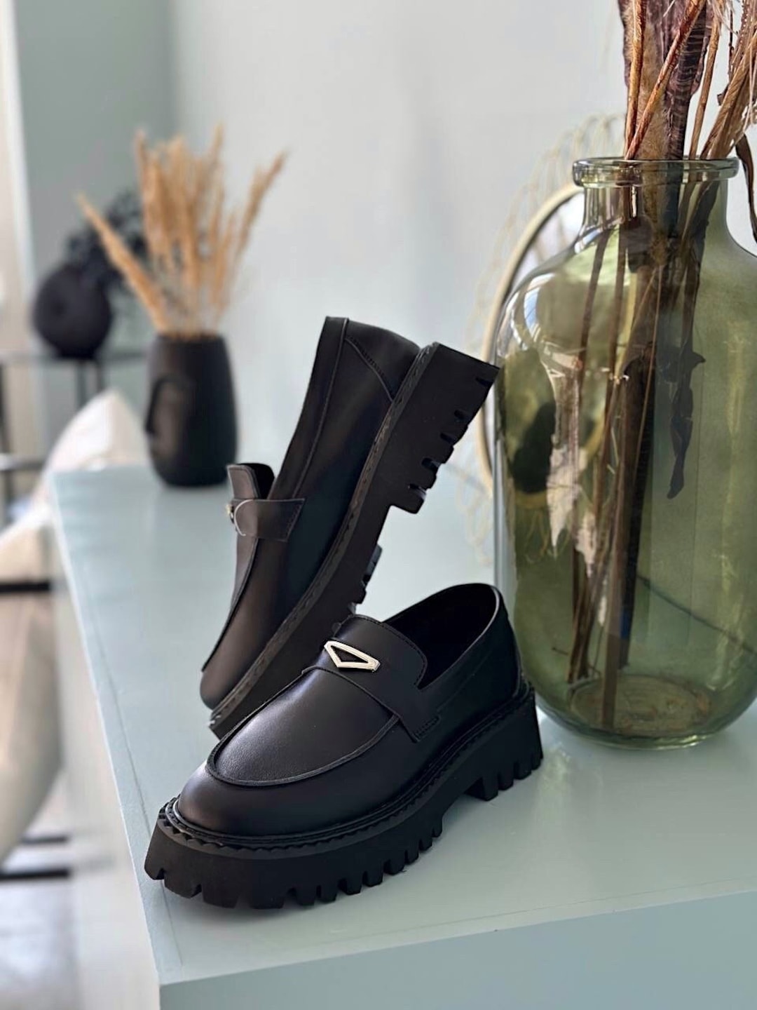 Womens Casual Dress Shoes London Rebel Wide Fit Chunky Platform