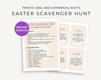Printable Easter Scavenger Hunt, Fun Indoor Outdoor Treasure Hunt for Kids, Clues, Activities, and Games