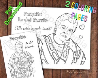 Paquita la del Barrio inspired, 2 coloring pages, printable Pdf/ 2 página de colorear, imprimir Pdf / Paquita la del Barrio coloring. 8.5x11