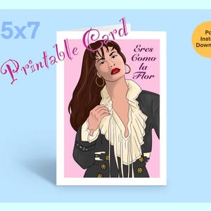 Tarjeta de Selena, 1 tarjeta PDF imprimible/tarjeta de Selena de 5x7, regalo de cumpleaños, regalo del Día de la Madre, ocasión especial, descarga instantánea