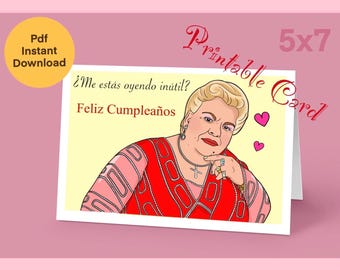 Paquita la del barrio inspired birthday card, 1 printable Pdf birthday card/ 5x7 Paquita card, birthday gift, instant download