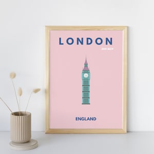 London Travel Poster, Preppy Aesthetic, UK Travel Poster, londoner art, Travel London, Preppy Wall Art, Rétro Travel Posters, londoner