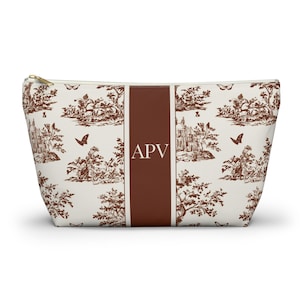 Vintage Toile Personalized Makeup Bag | Personalized Cosmetic Bag | Personalized Toiletry Bag | Personalized Traveler Gift | Toile Gift