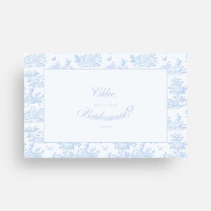 Tarjeta de propuesta de dama de honor personalizada en toile azul cielo / Tarjeta de dama de honor / Tarjetas de propuesta para fiesta nupcial / Propuestas de dama de honor en toile