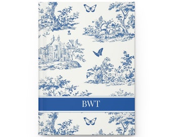 ¡Diario Toile De Jouy personalizado de Toile azul! bluetoile, cuaderno personalizado toile azul, cottagecore, decoración toile, decoración toile francesa