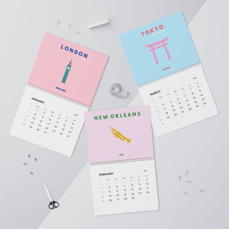 2025 Travel Calendar Preppy Travel Poster Calendar, Preppy City Poster